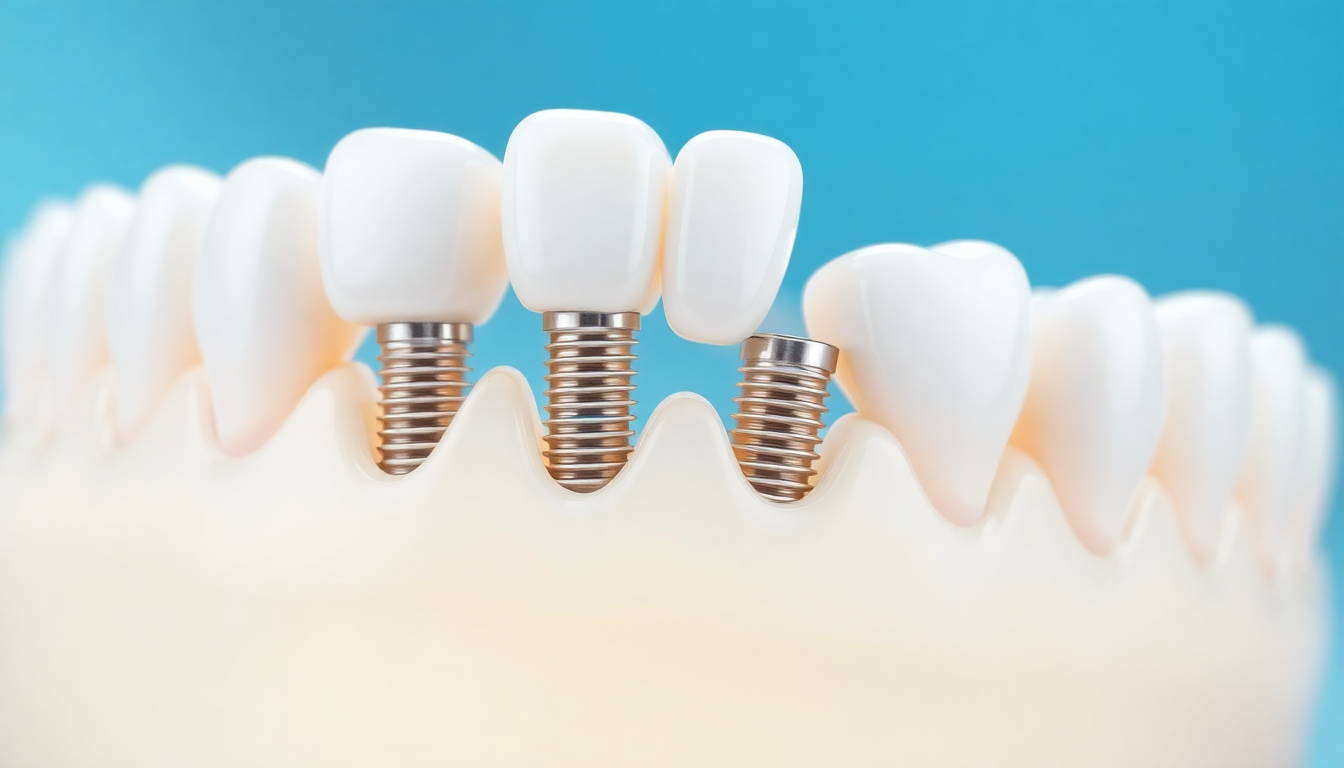 Close-up of dental implants with Bio-Oss Collagen