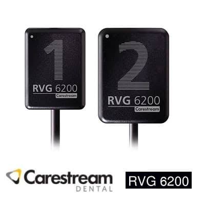 Carestream CS6200 RVG sensor for dental imaging showing two sensors with clear labels