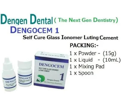 Beetle Dental DENGOCEM 1 self cure glass ionomer luting cement kit with powder liquid mixing pad spoon
