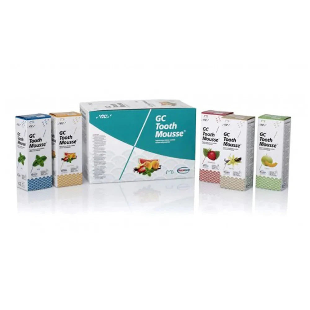 GC Tooth Mousse flavors in packaging, perfect for oral care. Buy GC Tooth Mousse online for healthier teeth.