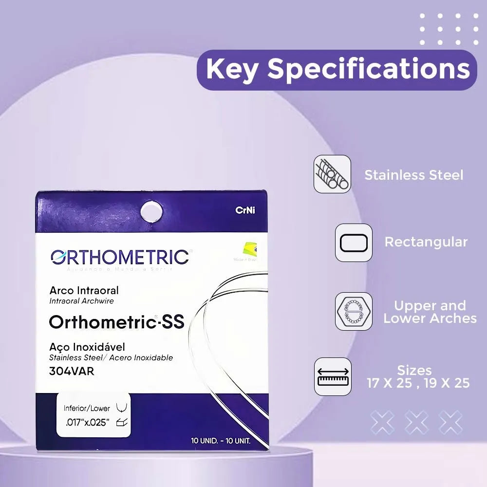 Orthometric SS Archwires by Beetle Dental, stainless steel for upper and lower dental arches
