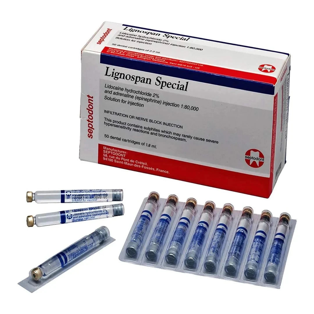 Buy Septodont Lignospan online - 50 dental cartridges of lidocaine for effective anesthesia.