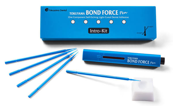 Tokuyama Bond Force II kit including adhesive pen and applicators for dental use