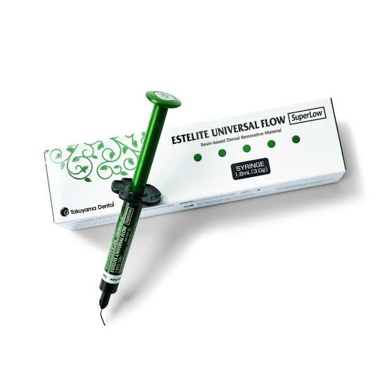 Tokuyama Estelite Universal Flow dental composite syringe with packaging for dental restoration