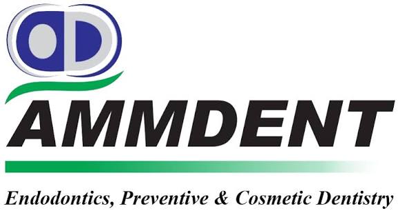 Ammdent dental products logo showcasing endodontics, preventive, and cosmetic dentistry services