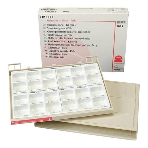 3M ESPE strip crown kit with various pediatric crown forms for dental applications