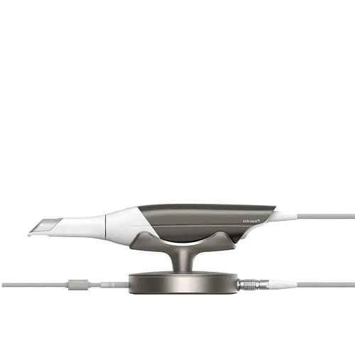 Beetle Dental 3Shape Trios 3 intraoral scanner handheld gray white on charging stand with cable