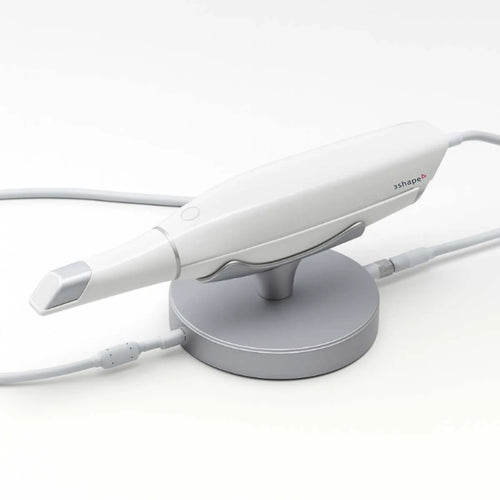 Beetle Dental 3Shape Trios Core intraoral scanner on silver charging stand white wand with cable