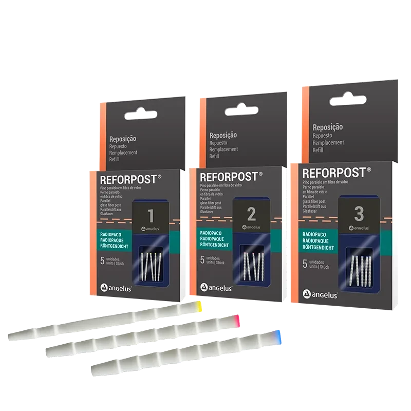 Angelus Fiber Post for Dentists in three color-coded packs for enhanced dental restoration