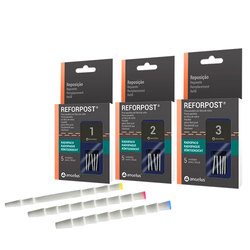 Angelus Fiber Post for Dentists in three color-coded packs for enhanced dental restoration
