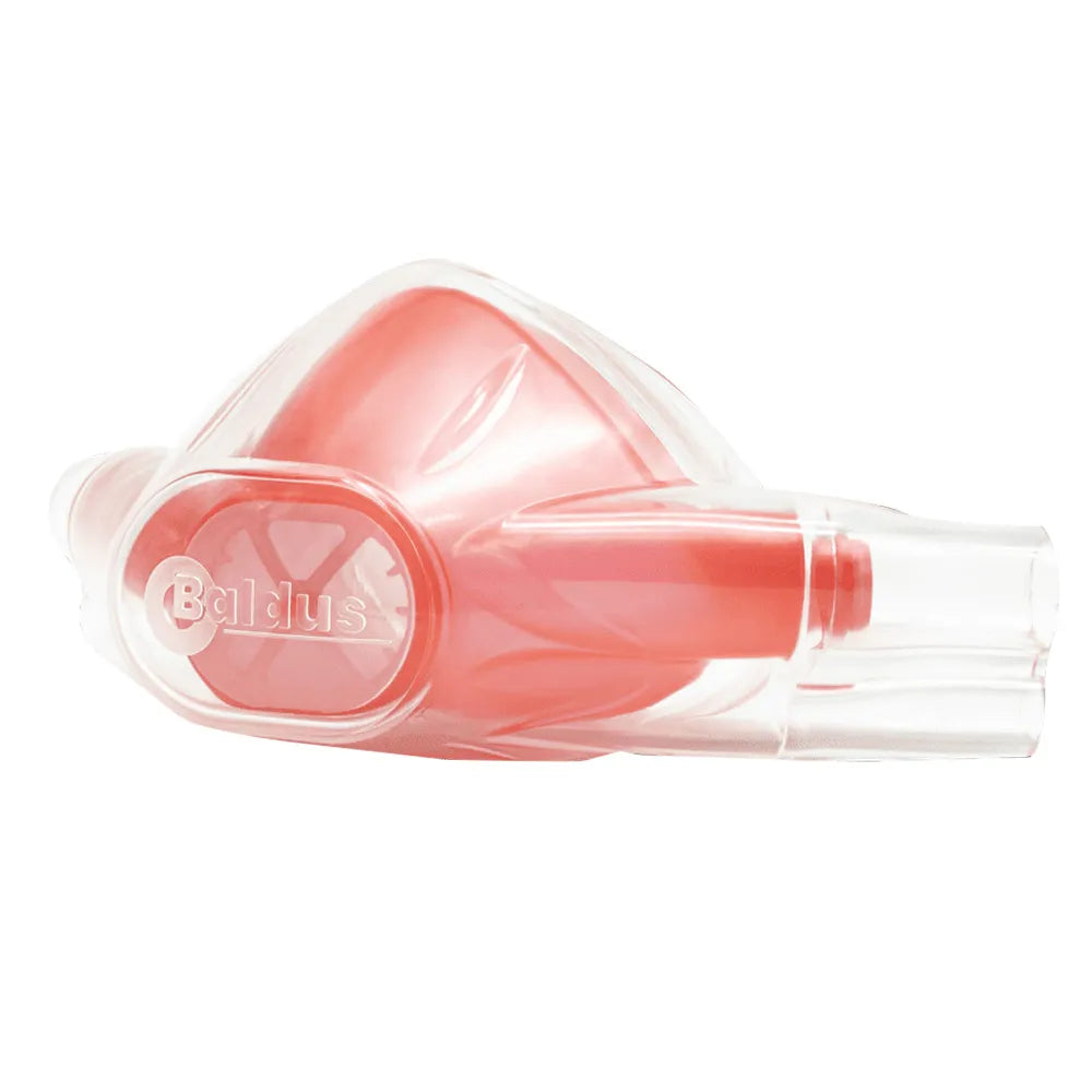 Baldus Double Mask Scavenger System pink dental face mask for suction and patient comfort by Beetle Dental