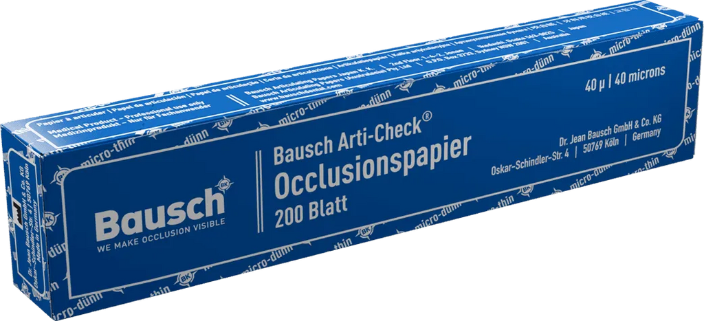 Bausch Arti-Check Dental Articulating Papers Micro Thin 40µ Microns blue box with 200 sheets