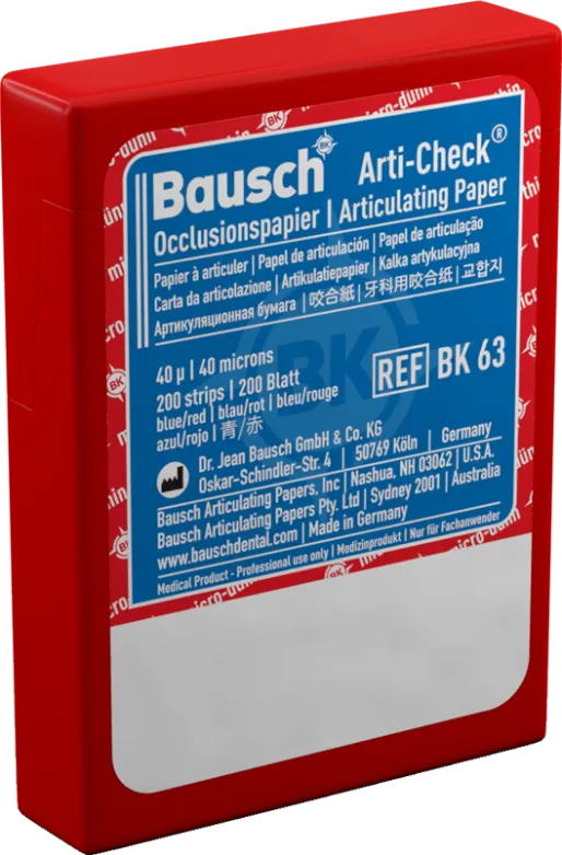 Bausch Arti-Check Dental Articulating Papers Micro Thin 40µ Microns in red packaging with 200 strips