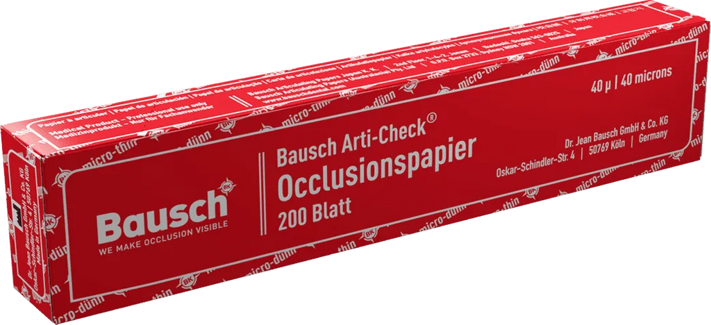 Bausch Arti-Check Dental Articulating Papers Micro Thin 40µ Microns red box with 200 sheets