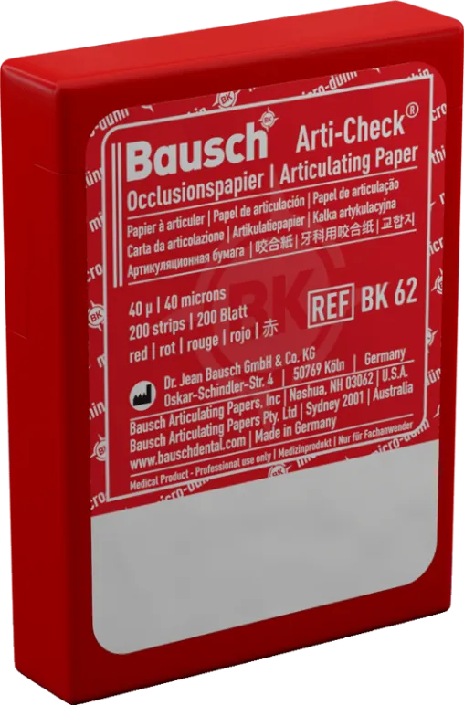 Bausch Arti-Check Dental Articulating Papers Micro Thin 40µ Microns red box with 200 strips