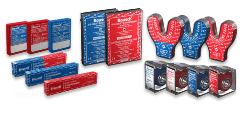 Bausch Arti-Check Dental Articulating Papers Micro Thin 40µ Microns assortments in red and blue packaging by Beetle Dental