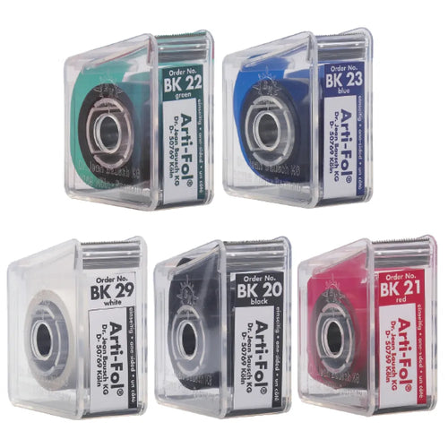 Bausch Arti-Fol Dental Articulating Flim Ultra Thin - 8µ Microns Width 22 mm - 22 Mts.. five colored articulating film dispensers