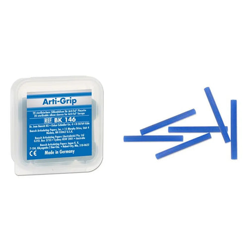 Bausch Arti Grip Silicone Sleeves - BK 146 blue rectangular silicone sleeves with clear plastic case