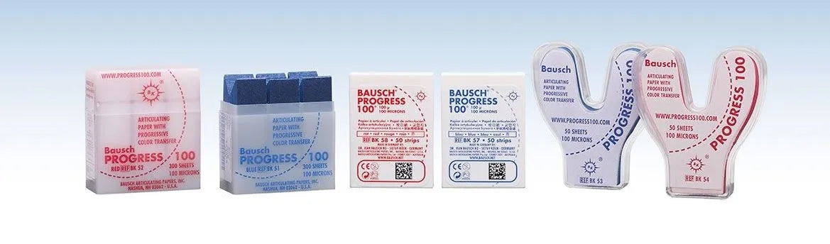 Bausch Dental Articulating Paper with Progressive Colour Transfer - 100µ Microns. Assorted occlusion papers