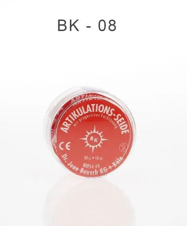 Bausch Dental Articulating Silk with Progressive Color Transfer 80µ Microns in red round container