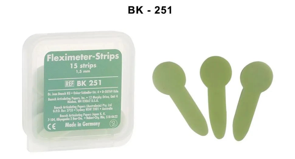 Bausch Dental Fleximeter-Strips green paddle strips with plastic case and label for dental use