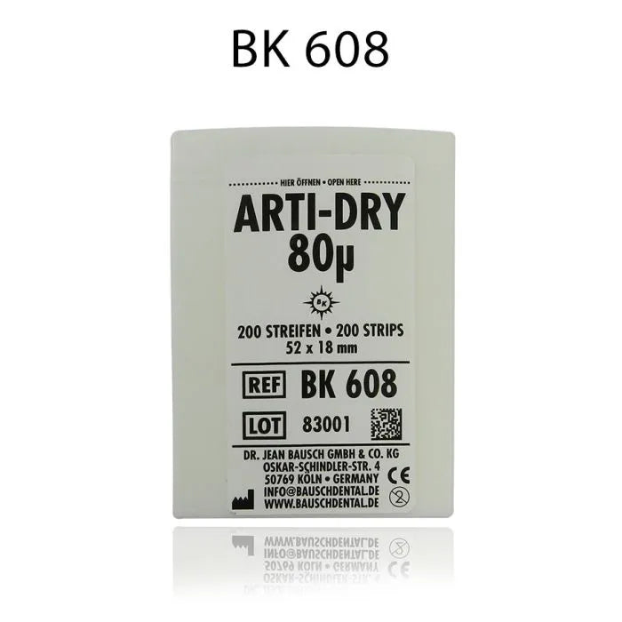 Bausch Dental Articulating Arti-Dry Micro-Fleece Paper 80µ Microns pack with 200 strips for dental use