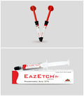 Beetle Dental Restofill syringe with red plungers and EazEtch Gel phosphoric acid dental etchant syringe