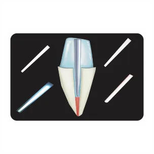 Beetle Dental Bioloren Fiberpost dental post illustration showing tapered fiber post and tooth root cross section