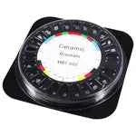 Beetle Dental ceramic dental brackets arranged in a black organizer for orthodontic use