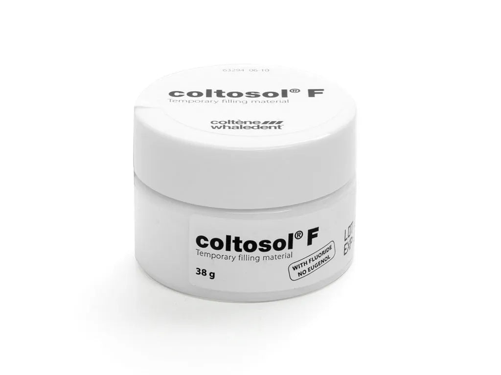 Coltene Coltosol F temporary filling material in a 38g jar for dental restoration