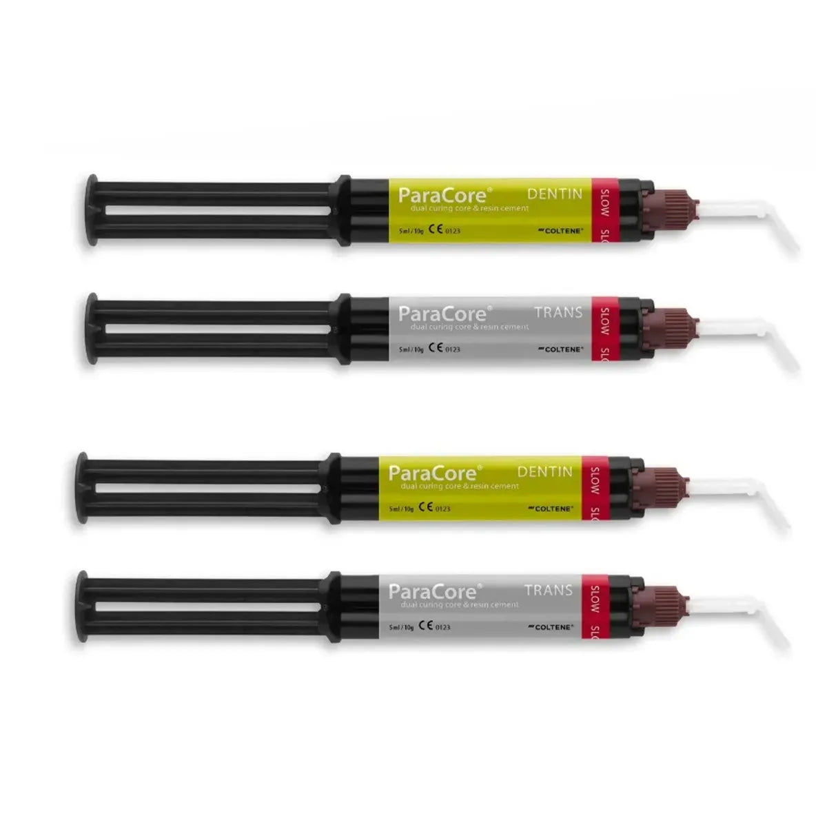 Coltene Paracore Kit with four syringes for dental restoration applications
