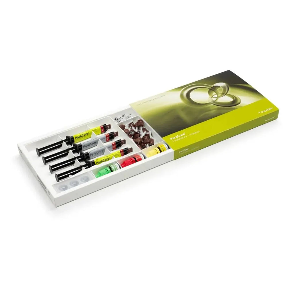 Coltene Paracore Kit with syringes and accessories for dental core build-up procedures