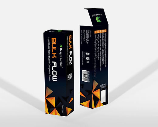 Beetle Dental Dengen Bulk Flow dental composite black retail boxes showing front and back packaging