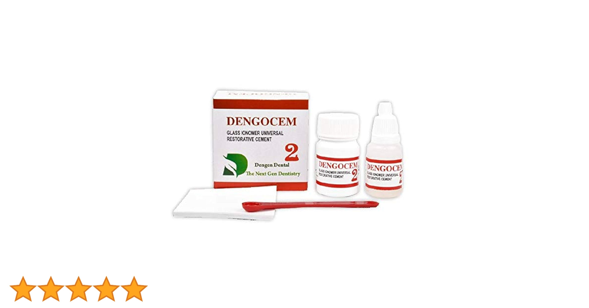 Beetle Dental Dengen Dengocem 2 restorative GIC kit with powder and liquid bottles mixing pad and spatula