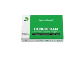 Dengen Dengofoam absorbable gelatin sponge dental packing sponges in green white box by Beetle Dental