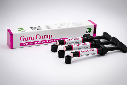 Beetle Dental Dengen Gum Comp dental composite kit with three pink labeled syringes and product box