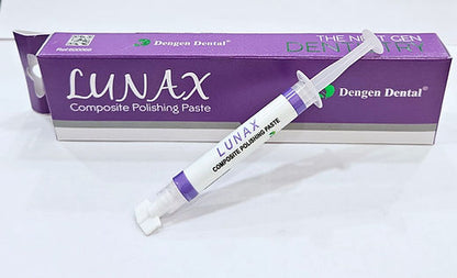 Dengen Lunax composite polishing paste syringe with purple Beetle Dental box for dental polishing