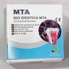 Beetle Dental box packaging showing Dengen MTA Bio Identica root repair material with tooth diagram and CE mark