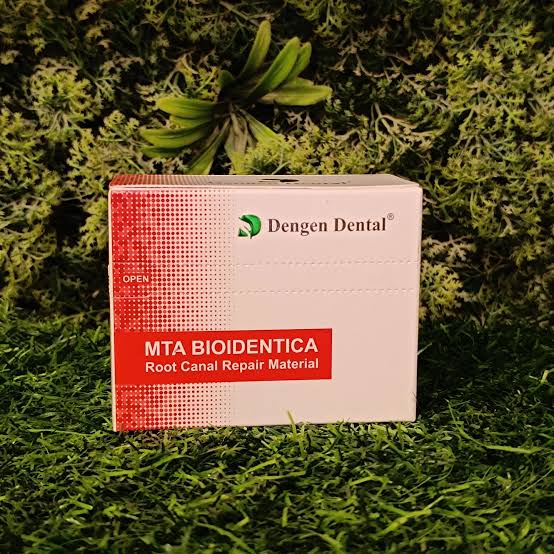 Dengen MTA Bio Identica root repair material dental box packaging for root canal repair by Beetle Dental