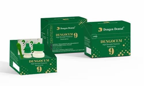 Beetle Dental DENGOCEM packaging and compules of posterior glass ionomer cement in green boxes