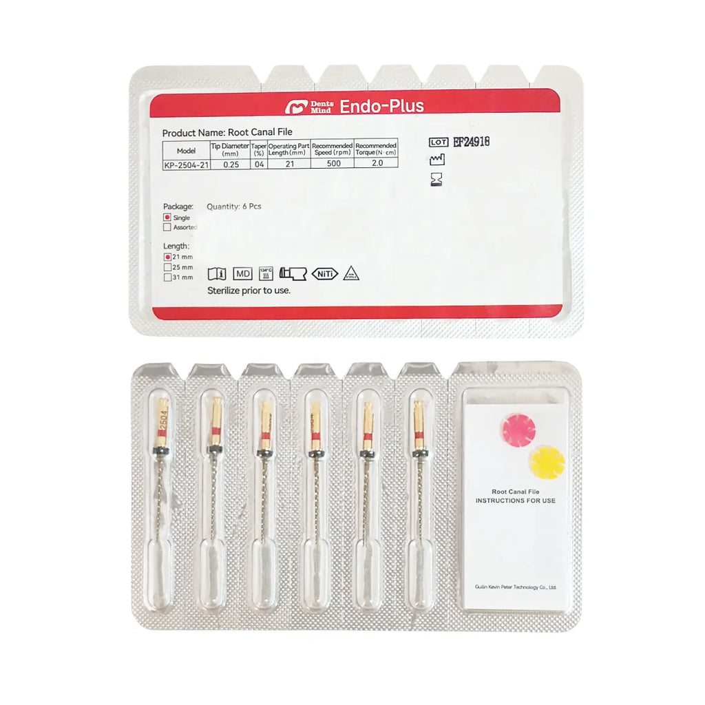 Beetle Dental Woodpecker Endo Plus rotary files six root canal files in sterile blister pack