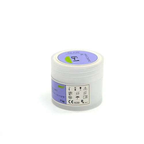 Beetle Dental Glaze Powder 15g in a clear container for dental applications and restorations