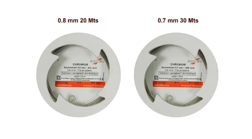 Beetle Dental chromium spring hard wire for dental two spools 0.8 mm 20 Mts and 0.7 mm 30 Mts