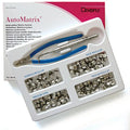 Dentsply Automatrix refill dental matrix system with metal retainers and plier tool in plastic tray by Beetle Dental