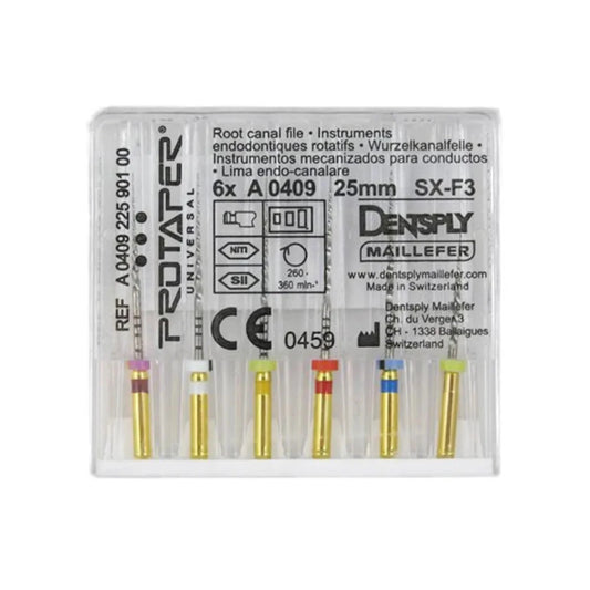 Dentsply Protaper rotary files set for efficient root canal treatments with various file sizes