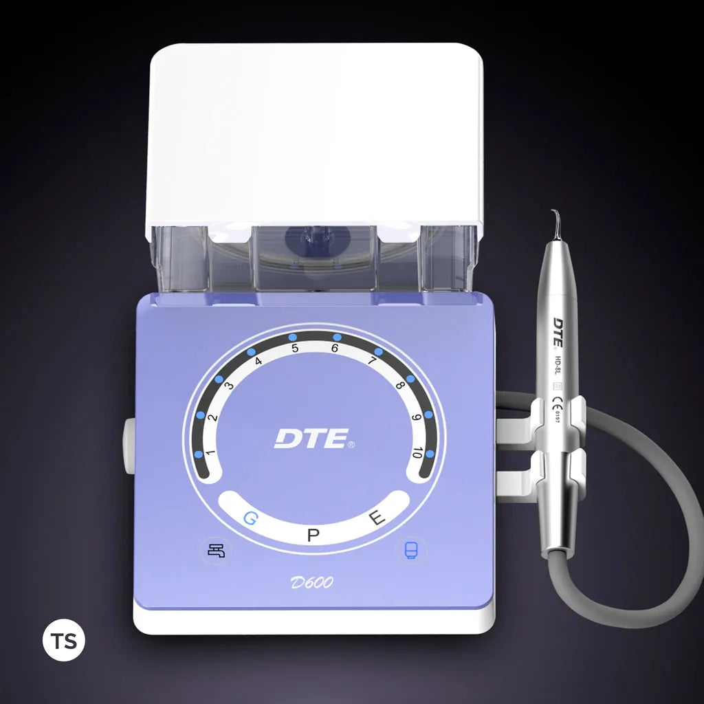 Beetle Dental Woodpecker D600 LED ultrasonic scaler unit in lavender with handpiece and control dial