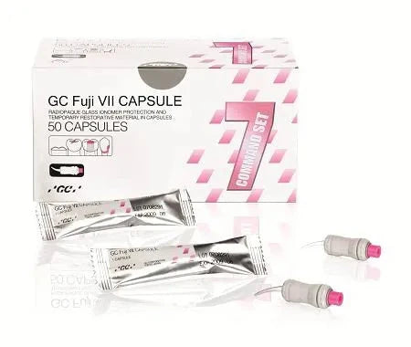 GC Fuji 7 dental capsules packaging with two capsules displayed for dental protection and restoration
