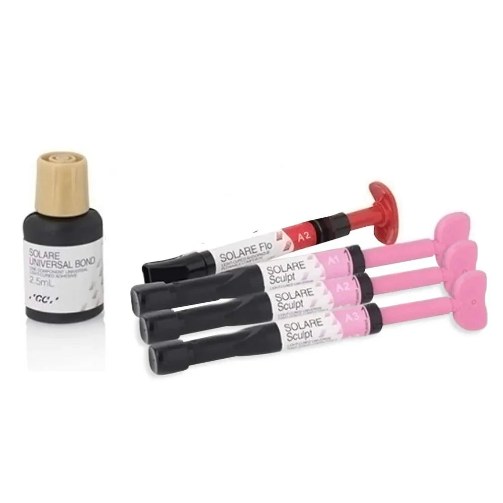 GC Solare Sculpt Composite Kit with Universal Bond and multiple shades for dental restorations