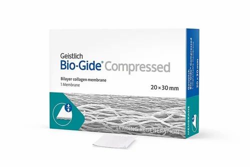 Geistlich Bio-Gide compressed membrane box containing a bilayer collagen membrane for dental applications