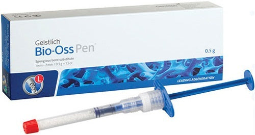 Geistlich Bio Oss Pen dental graft syringe with 0.5 g of spongious bone substitute for dental procedures